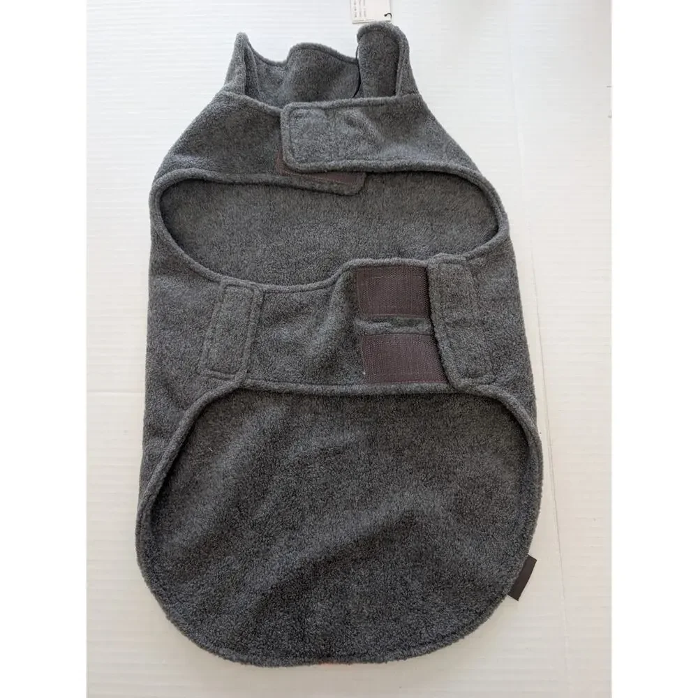 Tanner And Dash Gray Fleece Dog Coat Size 16 Inch Orange Stripe Designer New